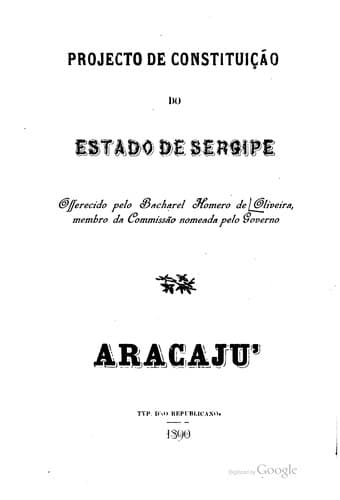 Projecto de constituicao do Estado de Sergipe