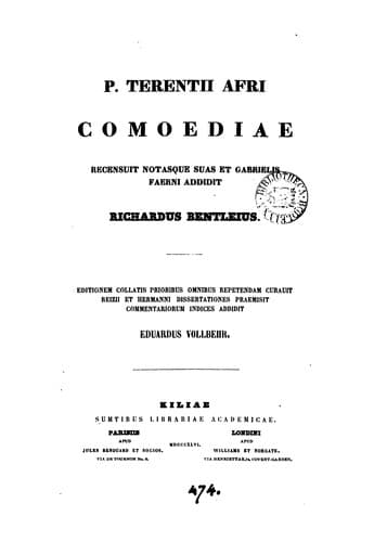 P. Terentii Afri comoediae, recens. notasque suas et G. Faerni addidit R. Bentleius. Ed ...