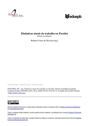 Dinâmicas atuais do trabalho na Paraíba: leituras sociológicas