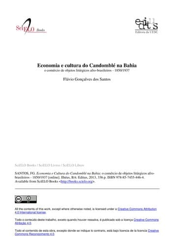 Economia e Cultura do Candomblé na Bahia: o comércio de objetos litúrgicos afro-brasileiros - 1850/1937