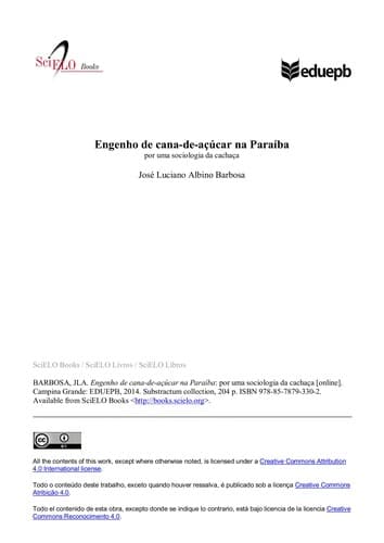 Engenho de cana-de-açúcar na Paraíba: por uma sociologia da cachaça