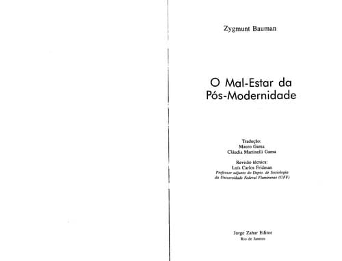 Mal-Estar da Pós-Modernidade, O
