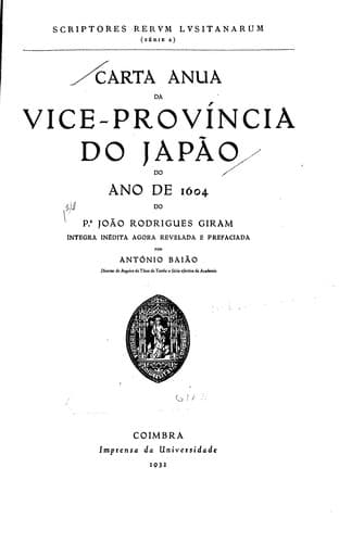 Carta anua da Vice-Província do Japão do ano de 1604 do João Rodrigues Giram