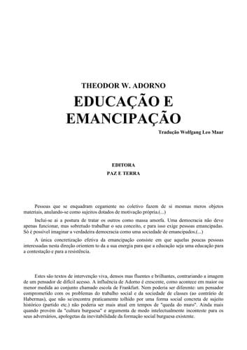 Educação e Emancipação
