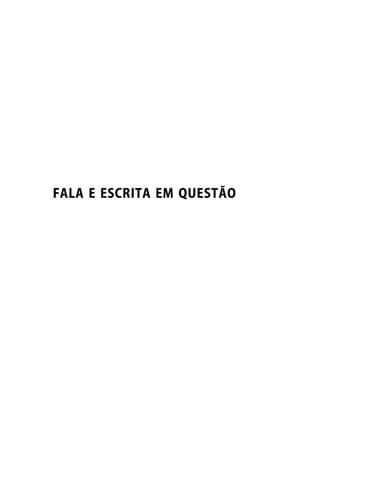 Fala e escrita em questão