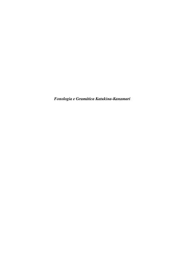 Fonologia e Gramática Katukina-Kanamari