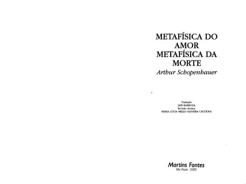 Metafísica do amor, metafísica da morte