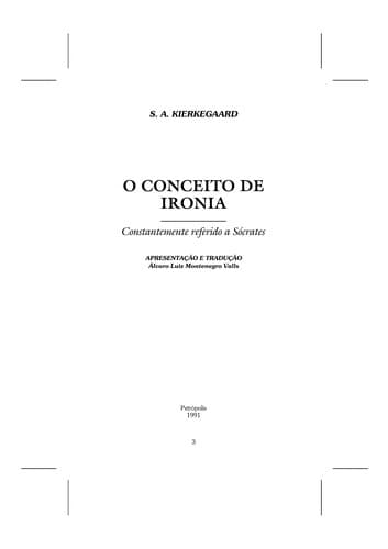O conceito de ironia, constamente referido a Sócrates