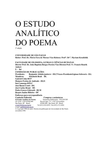 O estudo analítico do poema