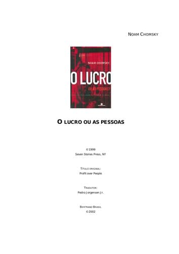 Lucro ou as Pessoas?: Neoliberalismo e Ordem Global, O
