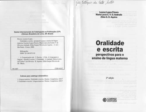 Oralidade e escrita: perspectivas para o ensino de língua materna