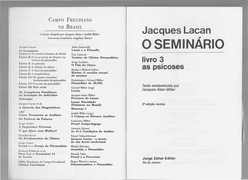 O seminário: livro 3: as psicoses
