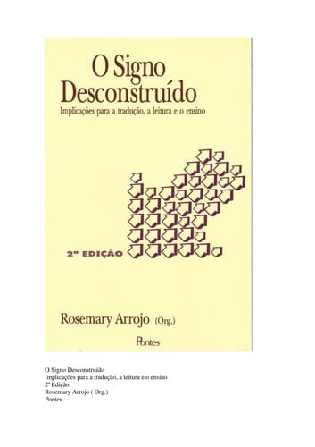 O Signo desconstruído: implicações para a tradução, a leitura e o ensino
