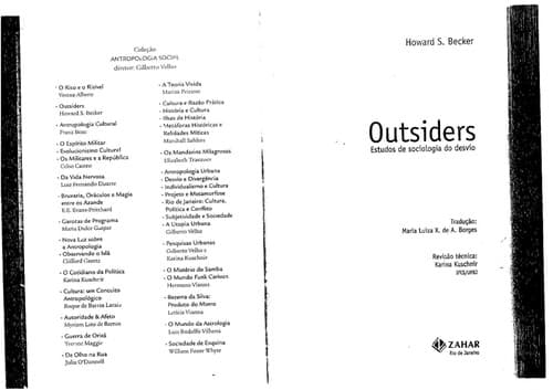 Outsiders: estudos de sociologia do desvio