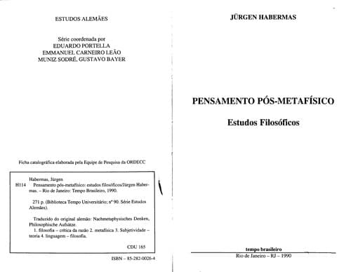 Pensamento po s-metafi sico: estudos filoso ficos