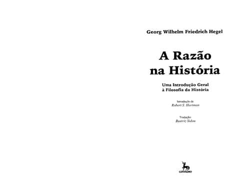 A razão na história: uma introdução geral à filosofia da história