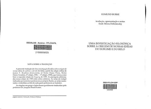 Uma investigação filosofica sobre a origem de nossas ideias do sublime e do belo