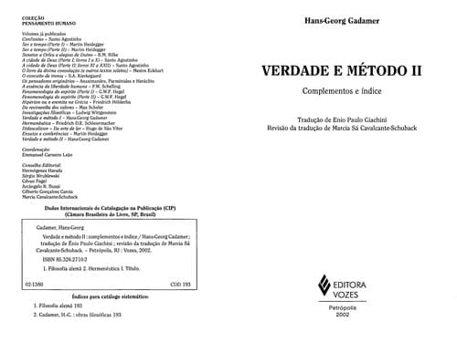 Verdade e método II: complementos e índice