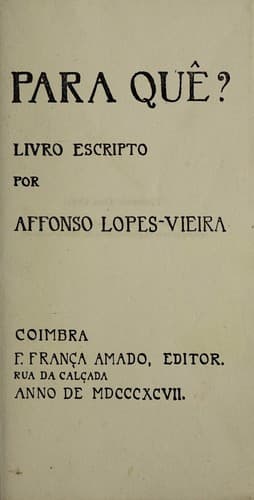 Para quê?: livro escripto