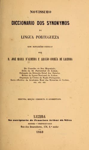 Novissimo diccionario dos synonymos da lingua portugueza