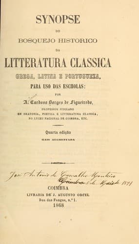 Synopse do bosquejo historico da litteratura classica grega