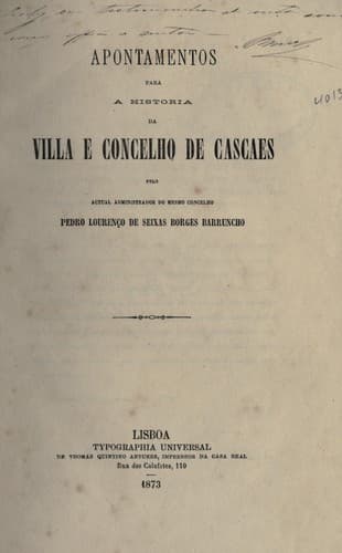 Apontamentos para a historia da villa e concelho de Cascaes