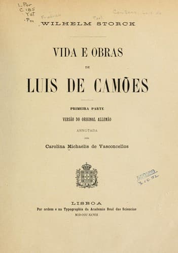 Vida e obras de Luis de Camões: primeira parte