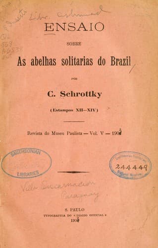 Ensaio sobre as abelhas solitarias do Brazil