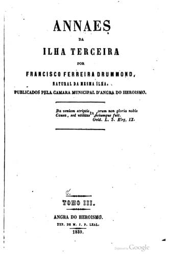 Annaes da ilha Terceira