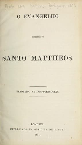 O Evangelho conforme de Santo Mattheos
