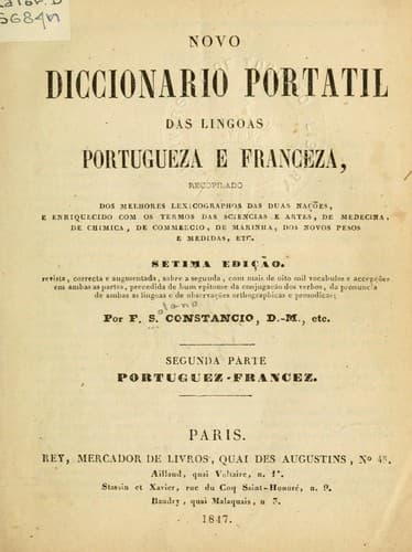 Novo diccionario portatil das lingoas portugueza e franceza