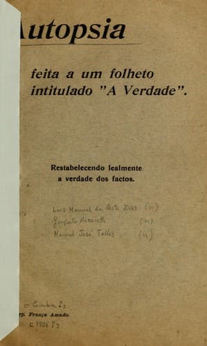 Autopsia feita a um folheto intitulado "A Verdade"