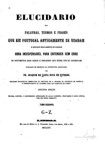 Elucidario das palavras