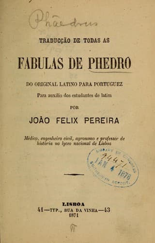 Traducção de todas as fabulas de Phedro ...