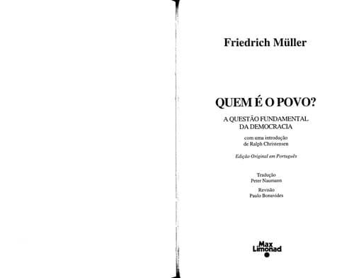 Quem e  o povo ?: a questa o fundamental da democracia